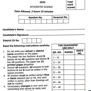 PLE 2025 Science Marking Guide (UNEB)