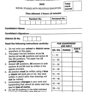 PLE 2025 Social Studies Marking Guide (UNEB)