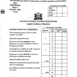 UNEB UCE CHEMISTRY 1 2025 Proposed Guide