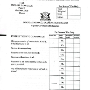 UNEB UCE ENGLISH 1 2025 Proposed Guide