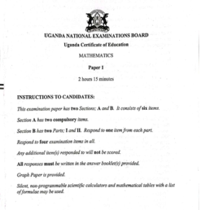 UNEB UCE MATH 1 2025 Proposed Guide